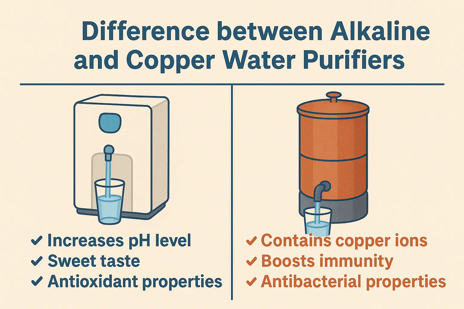 Difference between alkaline and copper water purifier